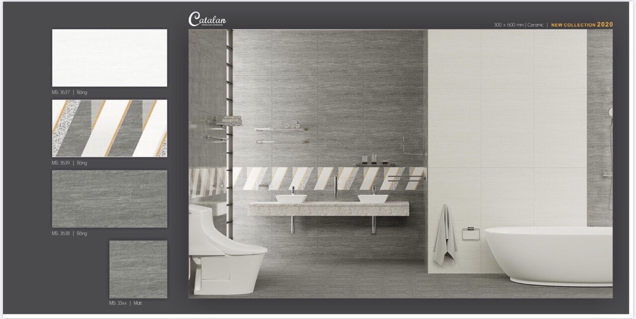 Gạch ốp tường Catalan 30×60 màu ghi 3637-3639-3638