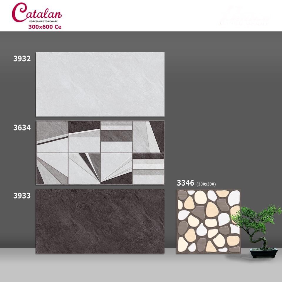 Gạch ốp tường Catalan 30×60 màu ghi đậm 3933-3634-3932