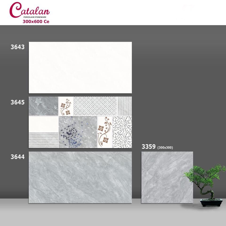 Gạch ốp tường Catalan 30×60 màu ghi nhạt 3643-3644-3645