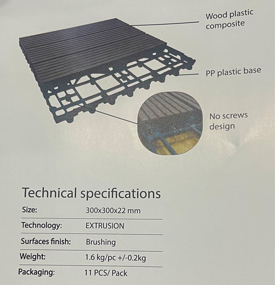 Gỗ Nhựa Ngoại Thất 30×30 GNNT01